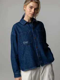 Women's Floral Marine Denim Shirt