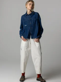 Women's Floral Marine Denim Shirt