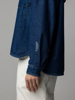 Women's Floral Marine Denim Shirt