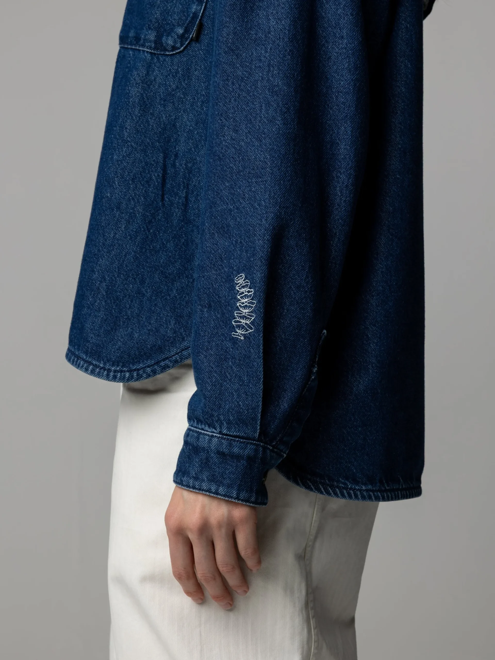 Women's Floral Marine Denim Shirt