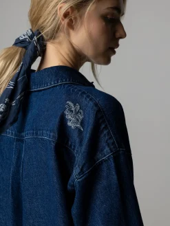 Women's Floral Marine Denim Shirt